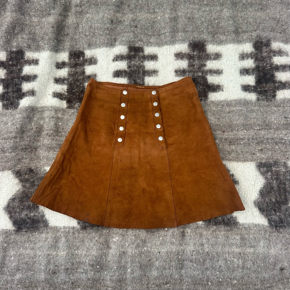 Vintage 60s-70s buckskin button up mini skirt